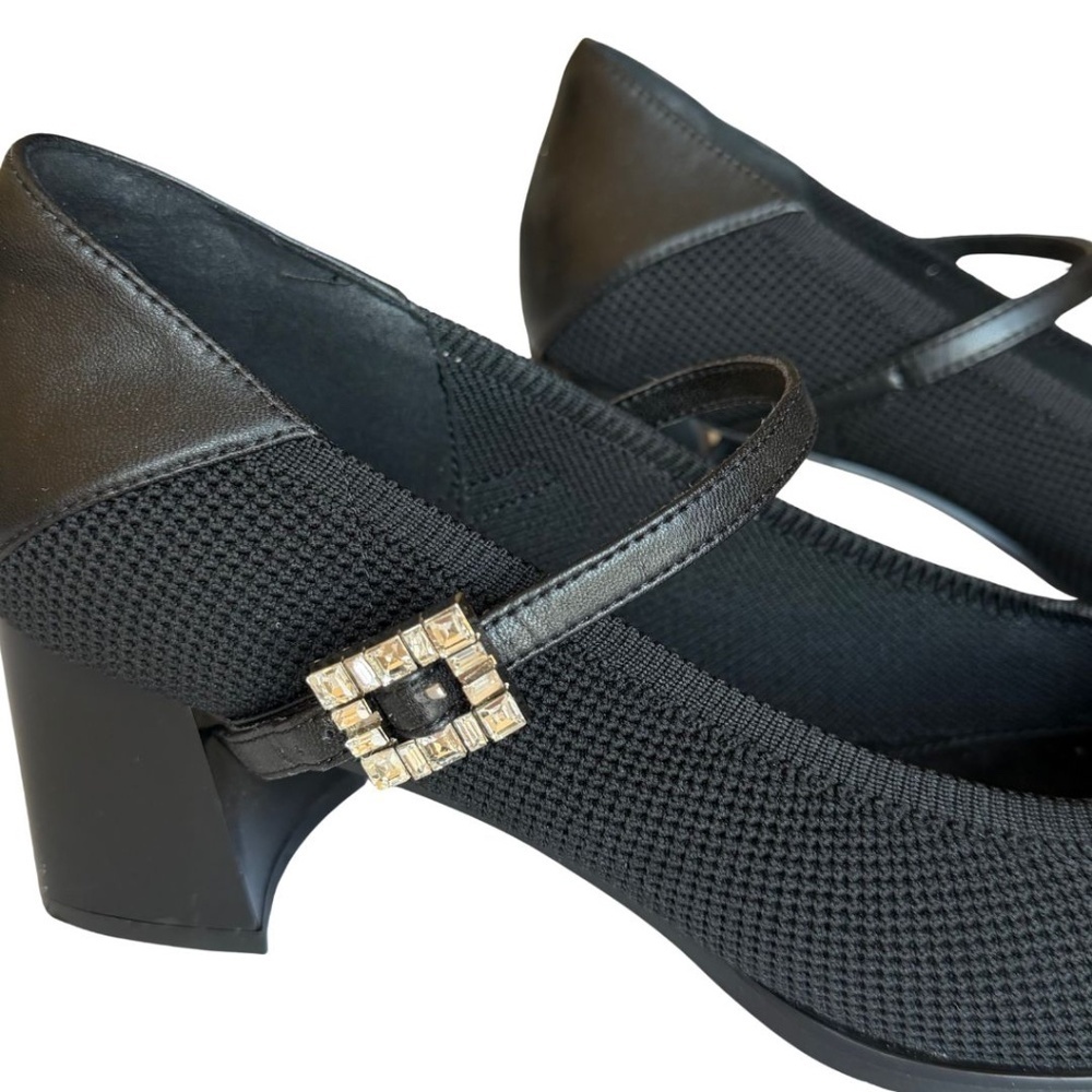 Cosy Island Black Mary Jane Shoes With Rhinestone Buckle Size 10 NWT With Box - Picture 2 of 7